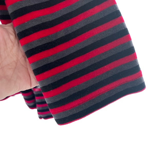 Eddie Bauer Velour 1/4 Zip Pullover Sweatshirt Red/Gray/Black Stripe Size Medium - Picture 8 of 17